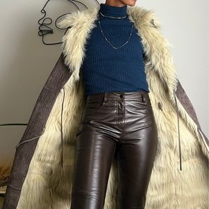 Brandon Thomas Suede Penny Lane Coat w/ Faux Fur - Size M